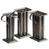 Three handcrafted tin molds with tubular compartments and sturdy handles for making candles, ideal for use in Candlemaking Supplies and Lamps & Lighting collections.