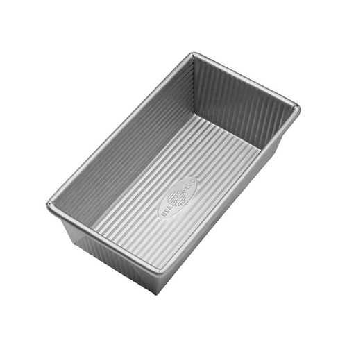 Nonstick aluminized steel bread loaf pan with corrugated surface for even baking, handcrafted in the USA, part of Kitchen & Food, Cookware, and Bread Making Supplies collections.