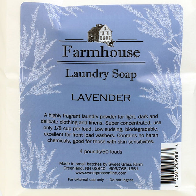 Lavender-scented laundry powder with a gentle, low-sudsing, biodegradable formula made in small batches in USA, ideal for delicate fabrics, featured in Home & Decor, Soaps and Soapmaking, Laundry Supplies, Laundry Soaps and Softeners, USA Made, Best Sellers, and Promo Eligible collections.