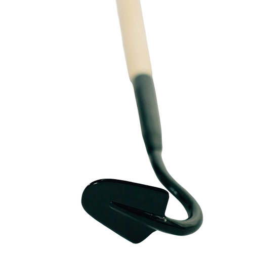 Garden cultivating tool with a small black metal head and light wooden handle, designed for precise cultivating and easy soil care in farm, garden, and digging tool collections.