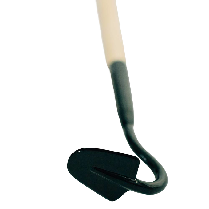 Garden cultivating tool with a small black metal head and light wooden handle, designed for precise cultivating and easy soil care in farm, garden, and digging tool collections.