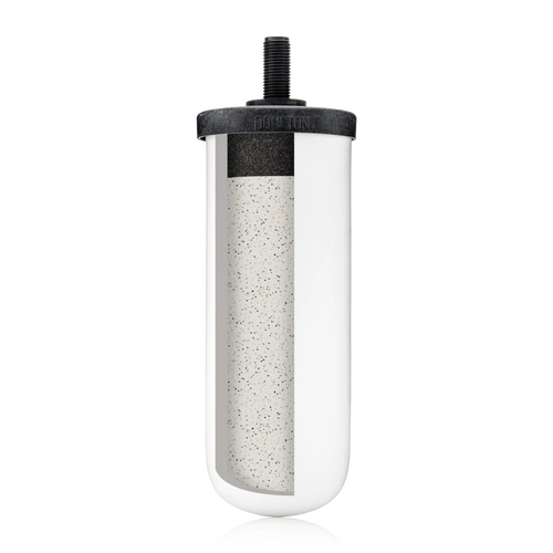 Handcrafted ultra fluoride ceramic water filter element with white speckled body and black plastic top, designed for gravity filtration in Farm, Garden & Tool and Water Treatment collections.