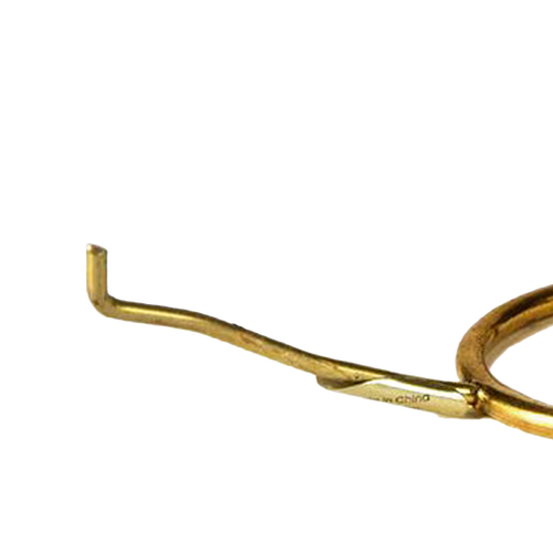 Close-up of a solid brass tripod arm with a curved tip, designed to support lamp shades, featured in Lamps & Lighting, Parts and Accessories, Shade Rings and Holders, Best Sellers, and Promo Eligible collections.