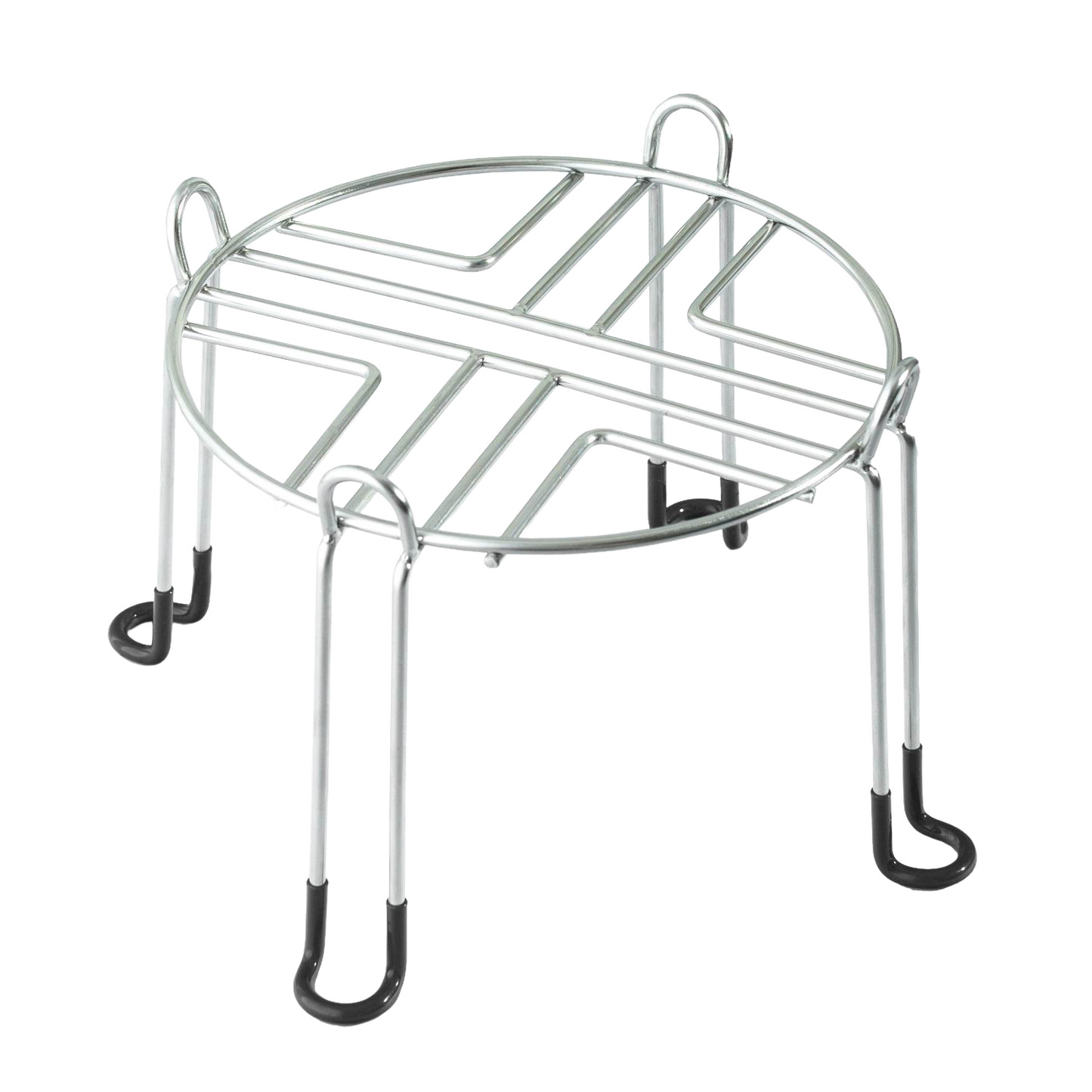 Round stainless steel stand with rubber-capped legs designed to elevate gravity water filters, providing durable support and easy access in Appliances, Emergency Supplies, and Water Heating collections.