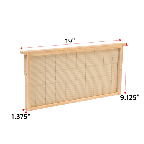 Handcrafted deep wooden bee frame featuring wired natural beeswax foundation, Amish made in USA, suitable for 5-, 8-, and 10-frame hives in Farm, Garden & Tool and Beekeeping Supplies collections.