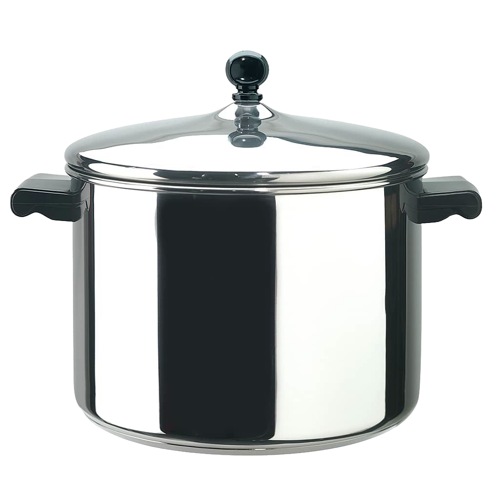 Shiny stainless steel covered saucepot with black side handles and knob, crafted for durability and quick heating, suited for Kitchen & Food, Cookware, Pots and Pans, Best Sellers, and Promo Eligible collections.