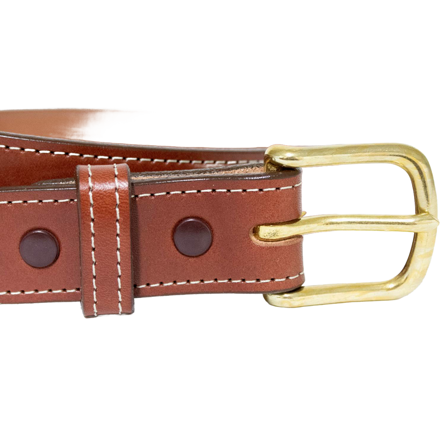 Handcrafted brown genuine English bridle leather belt with fine stitching and polished brass buckle, Amish made in USA, featured in Clothing and Accessories, USA Made, Amish Made collections.