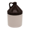 Handcrafted stoneware jug with handle in two-tone brown and cream glaze, made in USA, ideal for Kitchen & Food, Storage and Serving, Best Sellers, and Promo Eligible collections.