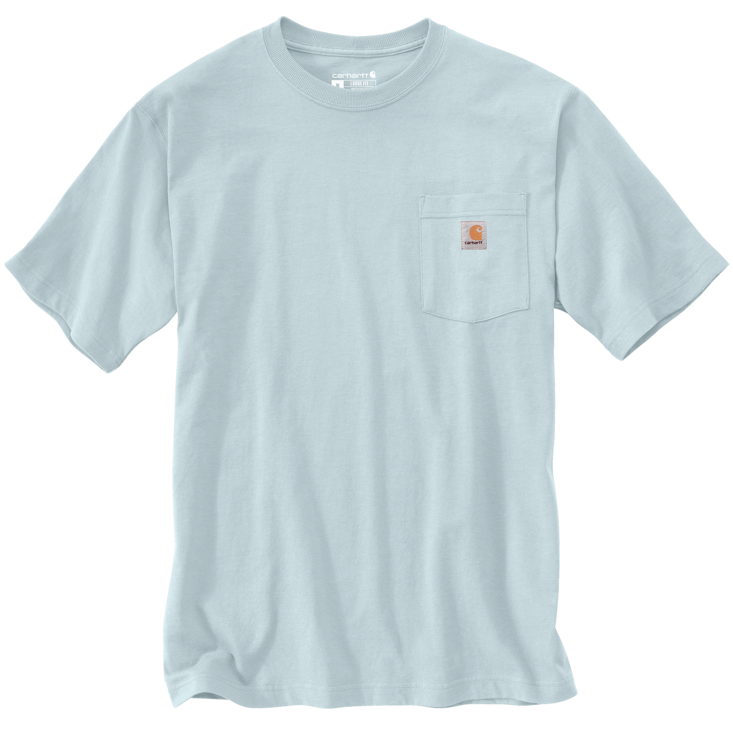 Lightweight sky blue heavyweight cotton short-sleeve pocket t-shirt with rib-knit crewneck and side-seam construction, handcrafted for Health & Wellness, Clothing and Accessories, Best Sellers, and Promo Eligible collections.