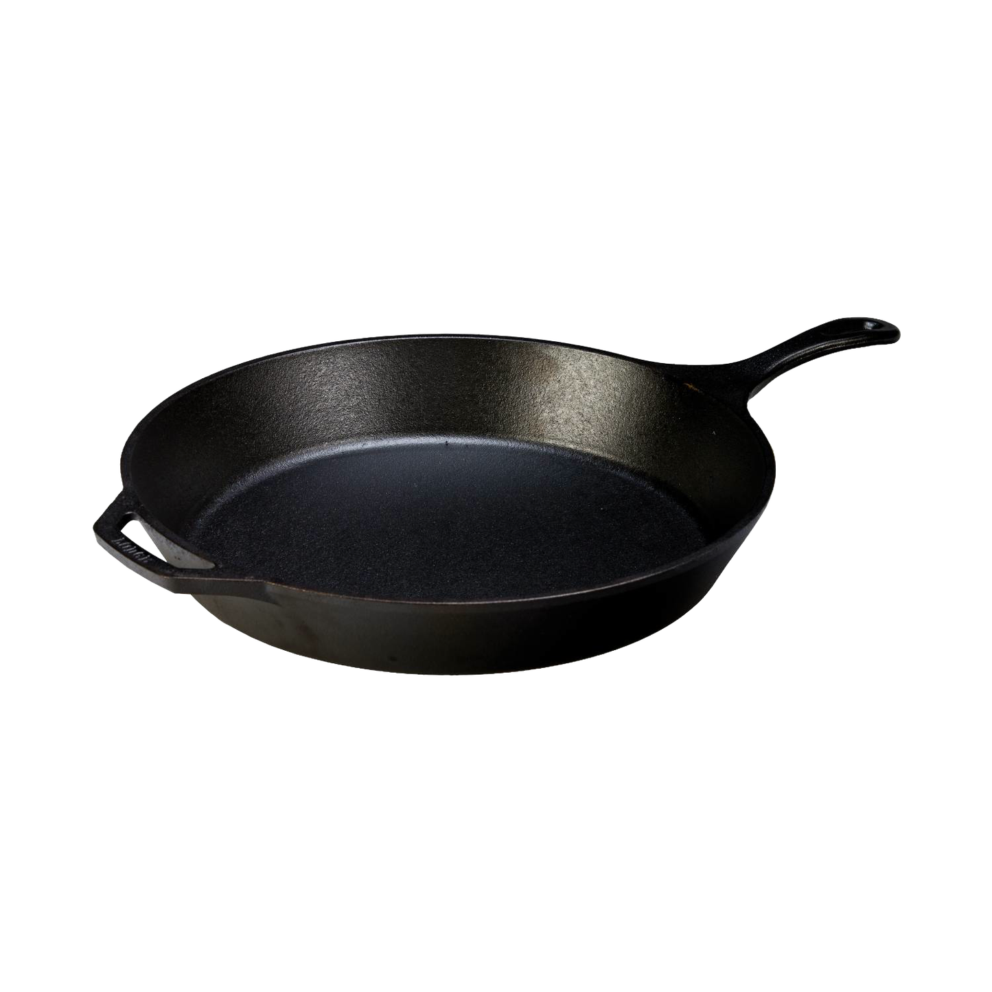 Handcrafted pre-seasoned classic cast iron skillet with a smooth black surface, featuring an ergonomic handle and helper grip, ideal for Kitchen & Food, Cookware, Cast Iron, Best Sellers, Promo Eligible collections.