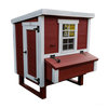 Handcrafted heavy-duty Amish-made red wooden chicken coop with white trim, featuring a secure door, nesting box with hinged lid, and window, ideal for farm, garden & tool and chicken accessories collections.
