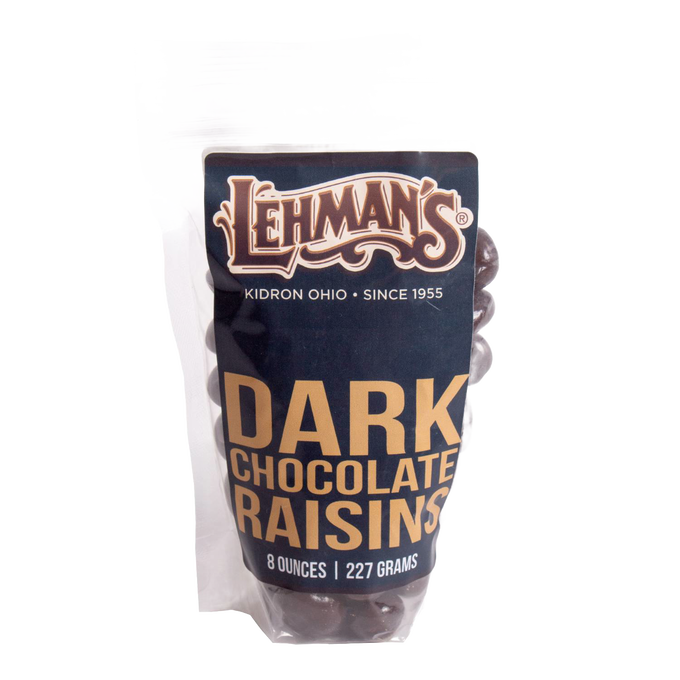 Resealable bag of handcrafted dark chocolate covered raisins made in the USA, perfect for snacking and featured in Kitchen & Food, Snacks and Sweets, Candy, Best Sellers, and Promo Eligible collections.