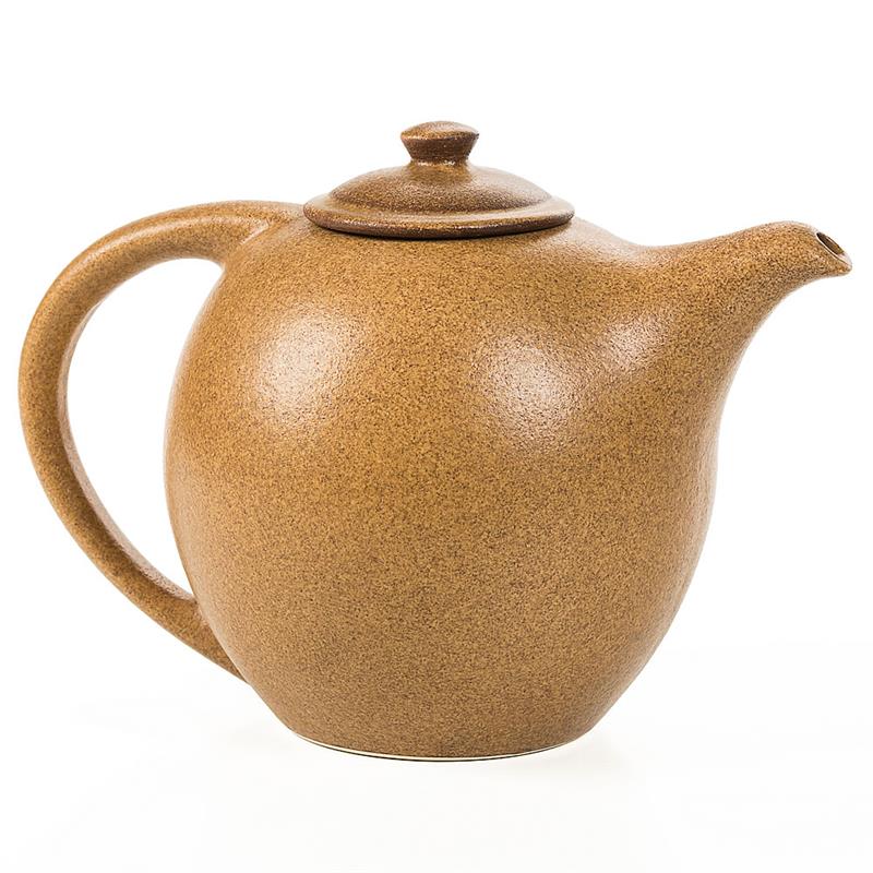 Our handmade ceramic teapot is earthy brown with a matte finish. Holds several cups of tea. At Lehmans.com.