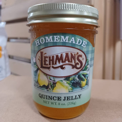 Handcrafted Lehman's quince jelly in an 8 oz glass jar, made in USA with all-natural ingredients, perfect for Kitchen & Food, Pantry, Peanut Butter & Jellies, and Best Sellers collections.