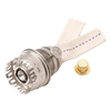 High-output lamp burner with durable metal construction and dual cotton wicks, featuring a brass adjustment knob, perfect for lamps and lighting repair and upgrades.