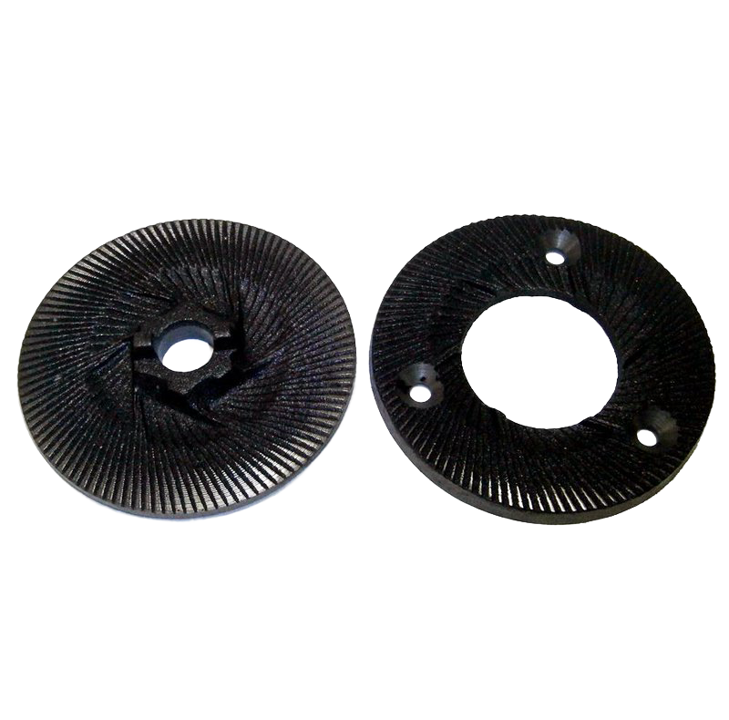 Set of finely crafted grinding burrs designed to adjust grain mill textures, enhancing flour and baking results, suitable for Kitchen & Food, Grain Mills, and Bread Making Supplies collections.