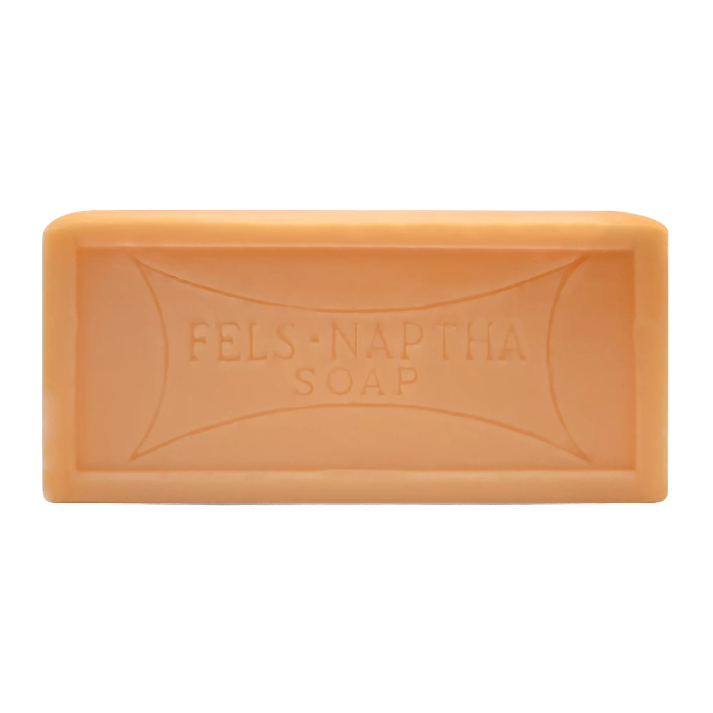 Rectangular bar of handcrafted tan laundry soap stamped with Fels-Naptha, made in USA, ideal for Home & Decor, Soaps and Soapmaking, Laundry Supplies, and Best Sellers collections.