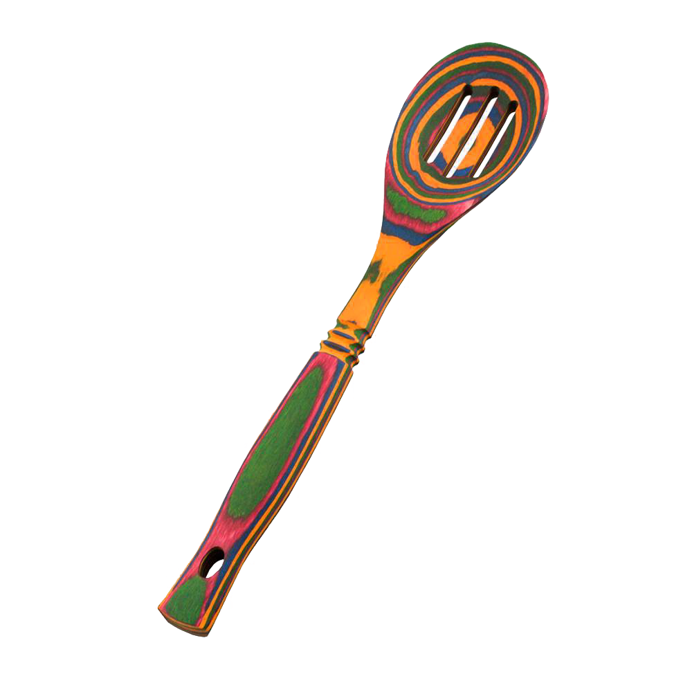 Handcrafted pakkawood slotted spoon featuring vibrant color patterns, durable and heat resistant, ideal for Kitchen & Food, Kitchen Gadgets, Cooking and Baking Helpers, Storage and Serving, and Best Sellers collections.