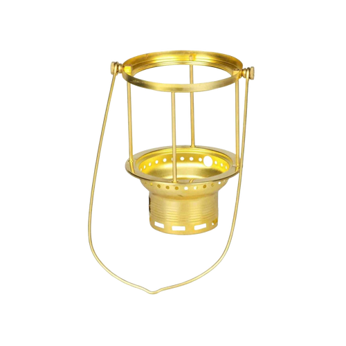 Brass carrying frame for pressure lamp with centering base and screw, designed for secure and easy mounting, featured in Lamps & Lighting and Parts and Accessories collections.