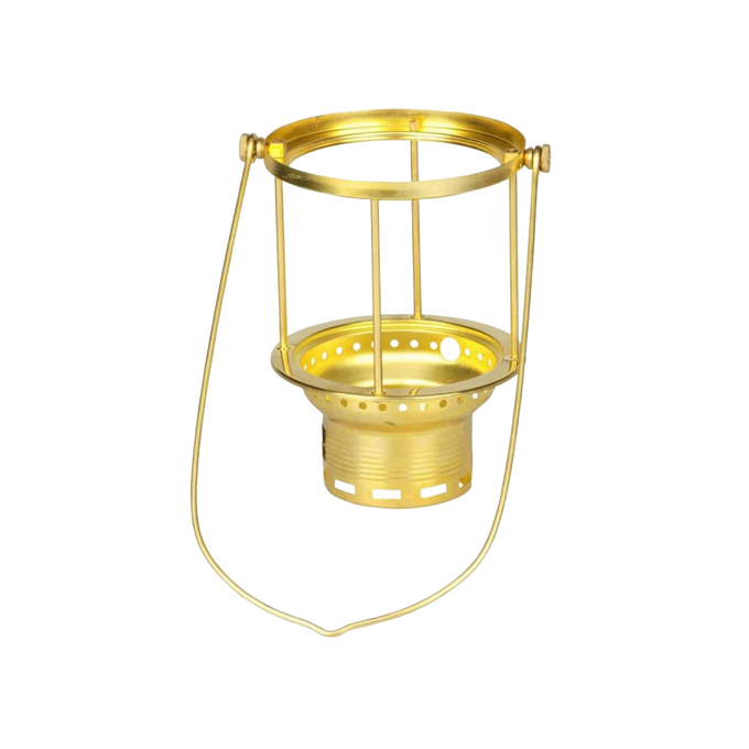 Brass carrying frame for pressure lamp with centering base and screw, designed for secure and easy mounting, featured in Lamps & Lighting and Parts and Accessories collections.