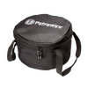 Black round ripstop fabric carrying case with dual zipper and adjustable shoulder strap, designed for secure storage and transport of Dutch ovens in Farm, Garden & Tool, Camping, Best Sellers, and Promo Eligible collections.