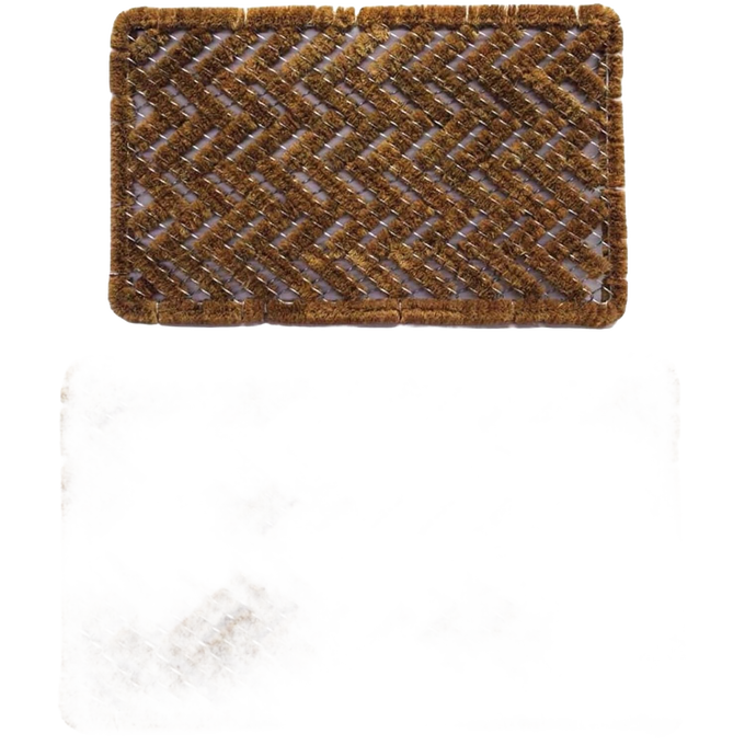 Rectangular bootscraper rug made with natural coconut fibers woven in a herringbone pattern, durable for removing dirt from footwear, part of Home & Decor and Best Sellers collections.