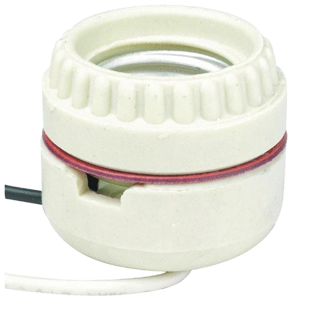 Handcrafted ceramic electric socket unit with wired connectors designed for electric conversion in lamps and lighting, ideal for emergency supplies and parts accessories.
