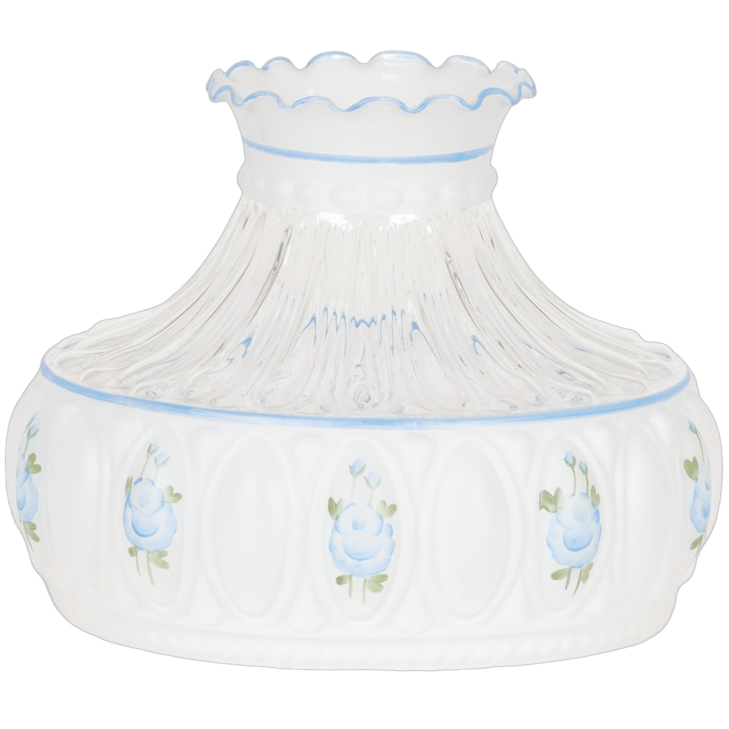 Aladdin Blue Rose Glass Oil Lamp Shade