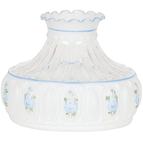 Aladdin Blue Rose Glass Oil Lamp Shade