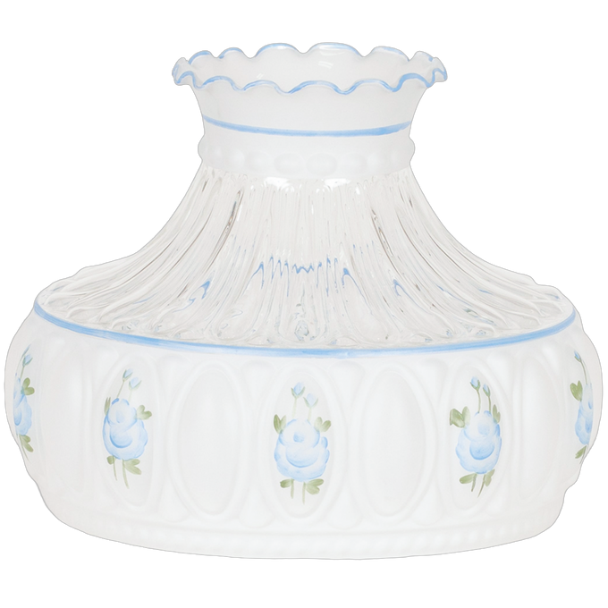 Aladdin Blue Rose Glass Oil Lamp Shade