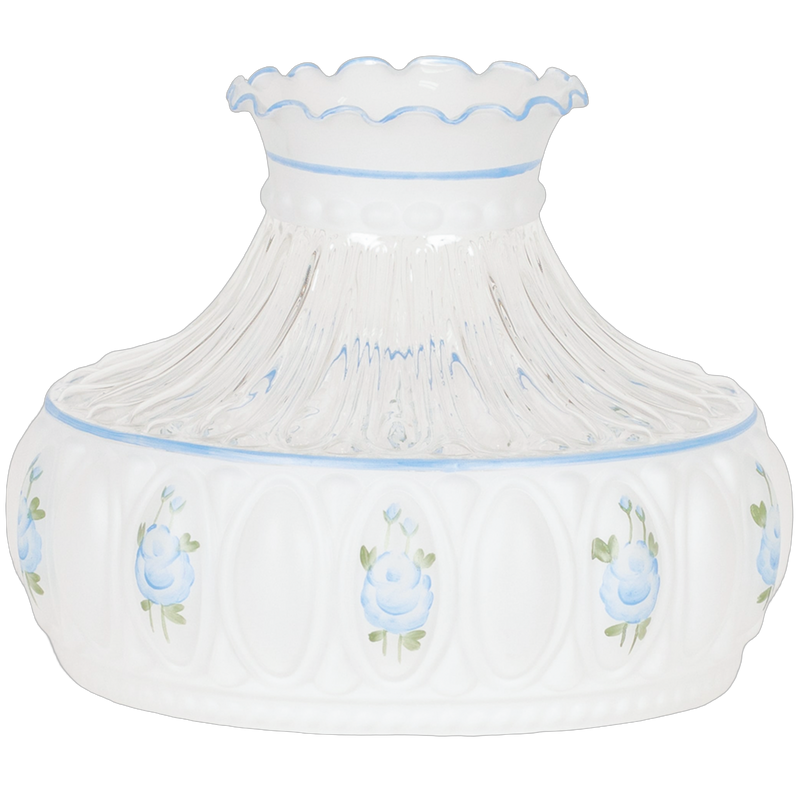 Aladdin Blue Rose Glass Oil Lamp Shade
