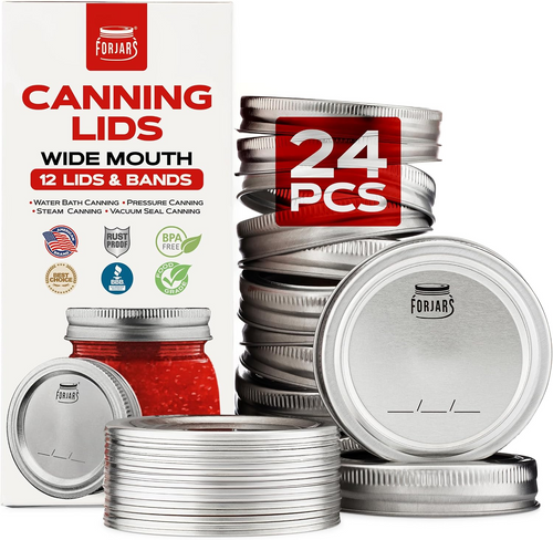 FORJARS Canning Lids and Bands for Regular or Wide Mouth Jars – 12 pk