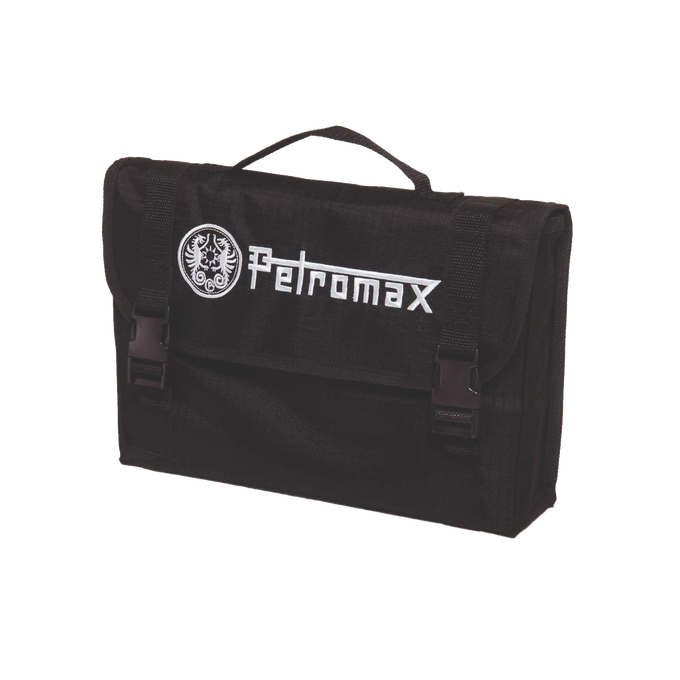 Compact black carrying case with handle and secure buckle closures, featuring white embroidered logo, designed for easy storage and transport in Farm, Garden & Tool, Camping, Emergency Supplies, Best Sellers, and Promo Eligible collections.