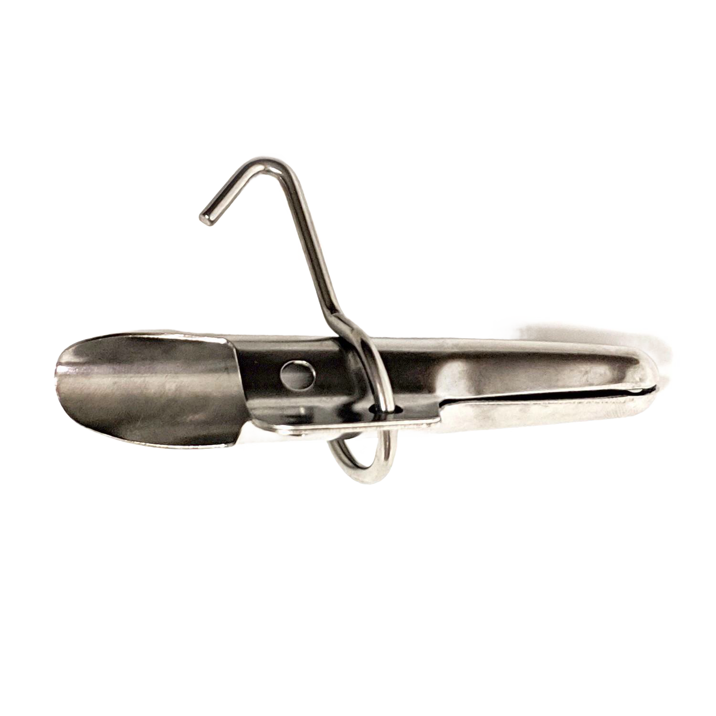 Heavy-duty stainless steel spout with attached hook, designed for easy insertion into trees for sap collection, ideal for Farm, Garden & Tool, Orchard and Grove, Maple Syrup Sugaring Supplies, Best Sellers, and Promo Eligible collections.