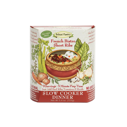 Handcrafted gluten-free French Bistro short ribs slow cooker dinner mix with natural ingredients, low prep time, no preservatives, made in USA, ideal for Kitchen & Food and Dry Goods collections.