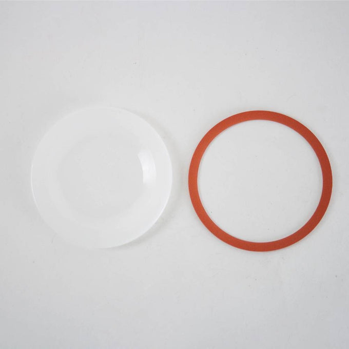 Reusable wide-mouth plastic canning lid with white top and matching orange sealing ring, part of Kitchen & Food, Food Preservation, Canning, USA Made, and Best Sellers collections.