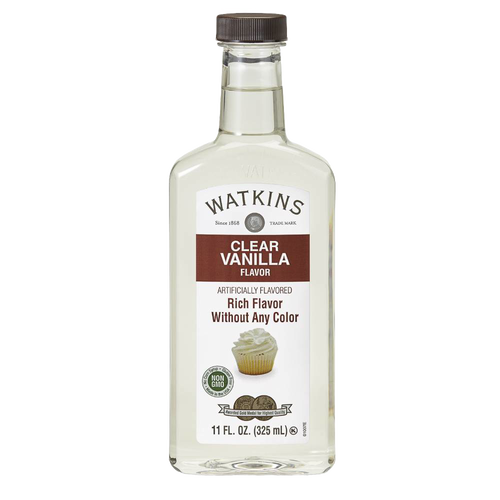 Clear vanilla flavoring in a handcrafted bottle, made in USA, offering rich taste without artificial color, featured in Kitchen & Food, Pantry, USA Made, and Best Sellers collections.