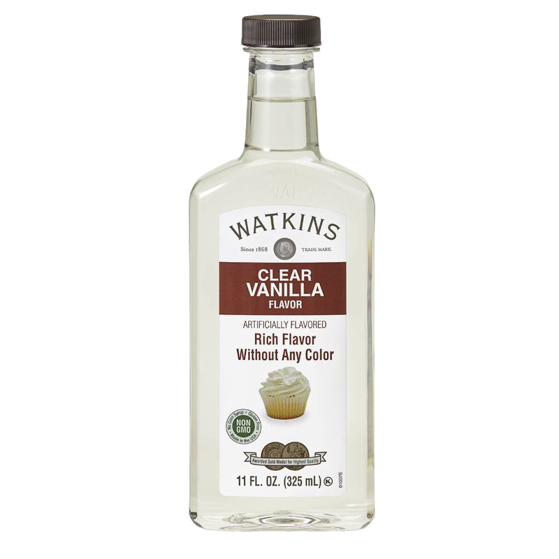 Clear vanilla flavoring in a handcrafted bottle, made in USA, offering rich taste without artificial color, featured in Kitchen & Food, Pantry, USA Made, and Best Sellers collections.