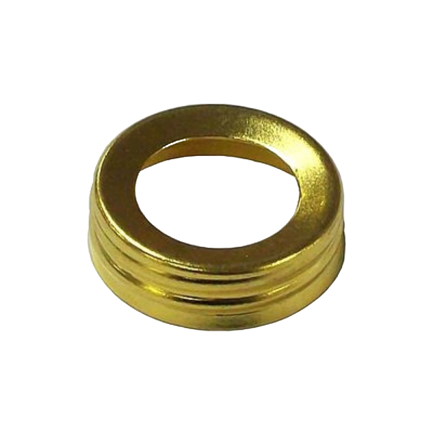 Brass-colored metal thread ring with a 1-inch male coarse thread designed for oil lamp caps, compatible with most glass fonts, featured in lamps & lighting and parts and accessories collections.