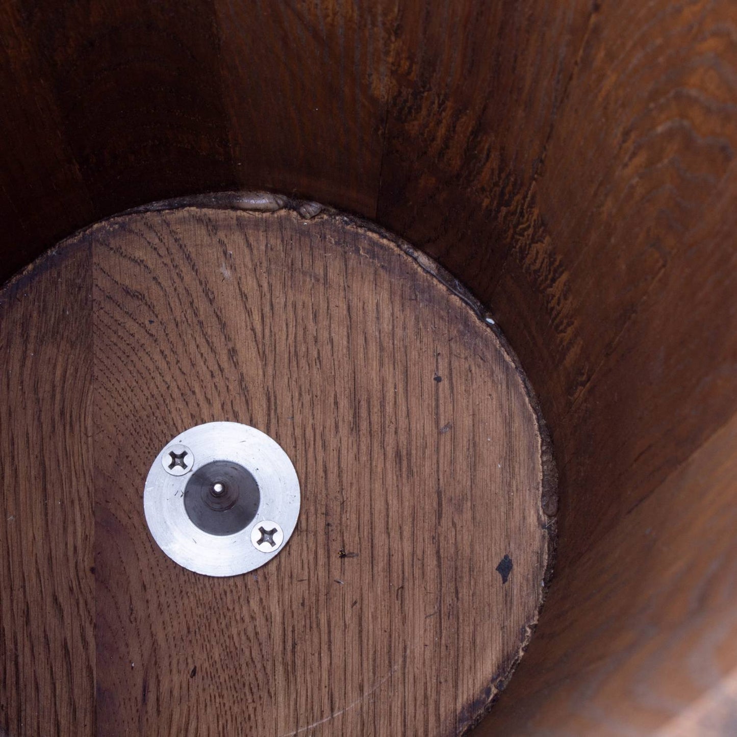 Interior view of a handcrafted wooden bucket from an Amish made ice cream freezer, showcasing durable construction for Kitchen & Food, Specialty Equipment, Making Ice Cream, USA Made, and Best Sellers collections.