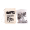 Natural cloth drawstring bag with printed logo containing nine handcrafted tea bags of black tea blend, accompanied by a clear resealable pouch, part of Kitchen & Food, Brewing Coffee and Tea, USA Made, and Best Sellers collections.