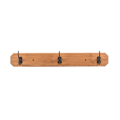 Handcrafted oak wallboard featuring three durable metal hooks, Amish made in the USA, perfect for organizing coats, included in Home & Decor, Household Helpers, and Best Sellers collections.
