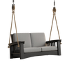 Mission Lounge 6 ft rope swing featuring sturdy black painted cypress frame, thick gray cushions, and durable rope suspension, handcrafted in Amish Country, part of Home & Decor, Outdoor Furniture, USA Made, Amish Made, Best Sellers, and Promo Eligible collections.