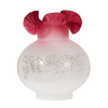 Satin Etched with Cranberry Top Oil Lamp Shade