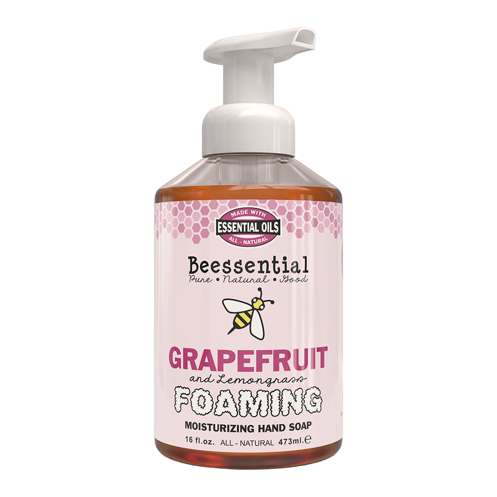 Pump bottle of handcrafted natural foaming hand soap in grapefruit and lemongrass scent, made in small batches in the USA, perfect for Health & Wellness, Soaps, and Best Sellers collections.