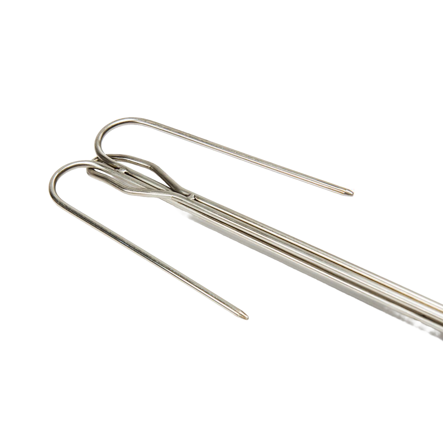 Handcrafted stainless steel roasting skewer with adjustable handle and dual prongs, designed for safe, easy campfire cooking in Farm, Garden & Tool, Camping, Best Sellers, and Promo Eligible collections.