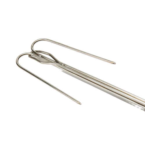 Handcrafted stainless steel roasting skewer with adjustable handle and dual prongs, designed for safe, easy campfire cooking in Farm, Garden & Tool, Camping, Best Sellers, and Promo Eligible collections.