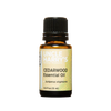 Amber glass bottle of pure cedarwood essential oil with black cap, handcrafted in USA for use in health remedies, aromatherapy, soapmaking, and candlemaking supplies.