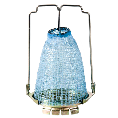 Blue mesh lamp mantle with metal wire frame designed for use with common Aladdin lamps, featured in Lamps & Lighting, Wicks and Mantles, Parts and Accessories, and Best Sellers collections.