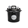Matte black 21.5-quart pressure canner with secure locking lid, built-in pressure gauge, and sturdy handle, handcrafted in USA for Kitchen & Food, Food Preservation, Canning, Pressure Canners, and USA Made collections.